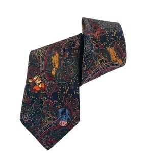 vtg disney paisley “winnie the pooh” peek-a-boo‎ dress tie pooh tigger piglet